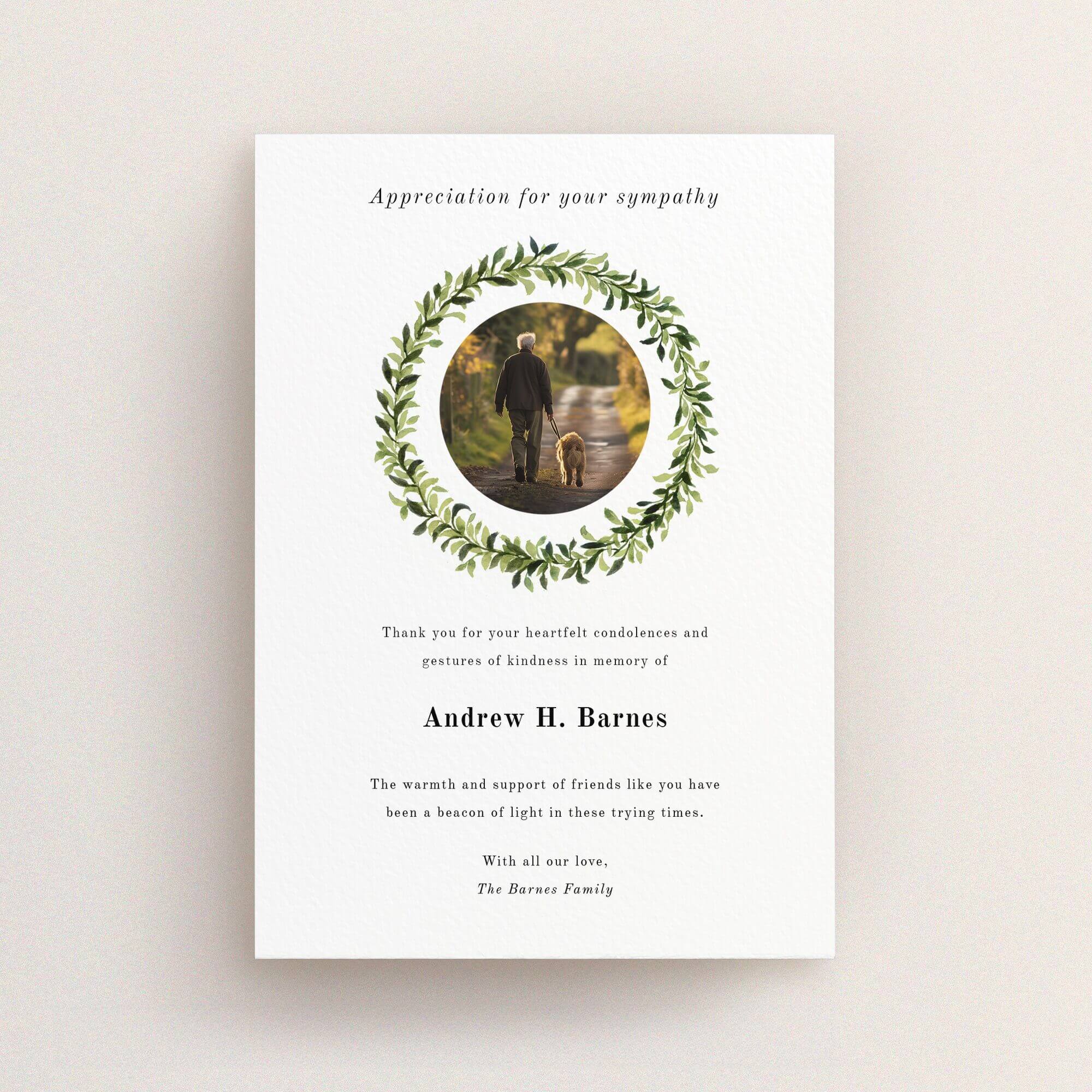 Funeral Reflection Examples Path of Reflection in Funeral Thank you Cards