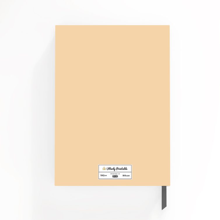 Minimalist beige notebook cover design with one illustration, featuring the text "Big Dreams" and Utterly Printable branding.