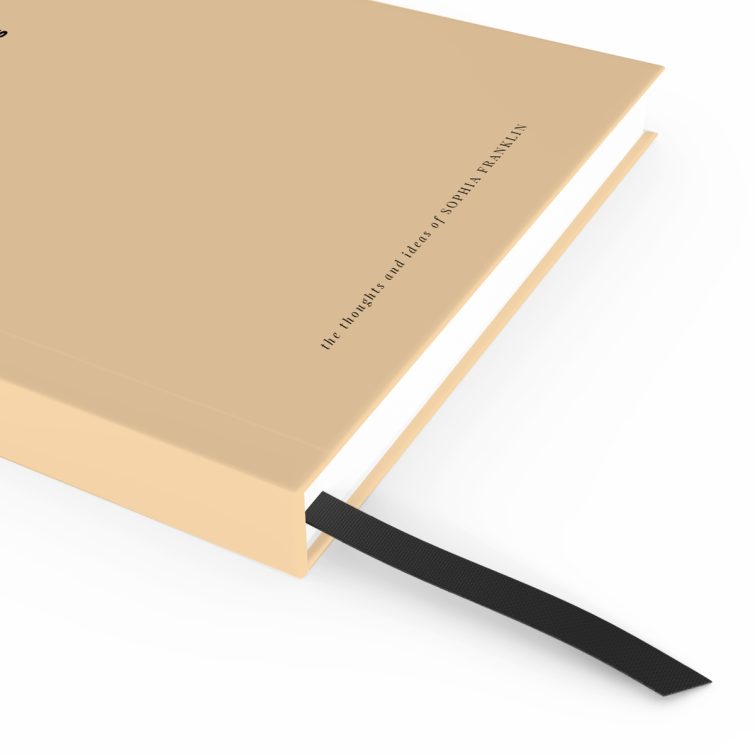 Minimalist beige notebook cover design with one illustration, featuring the text "Big Dreams" and Utterly Printable branding.