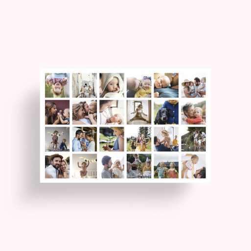 Photo of a personalised photo poster called 'Collage of Memories'. It is A4 in size, in a Landscape orientation. It has space for 24 photos.