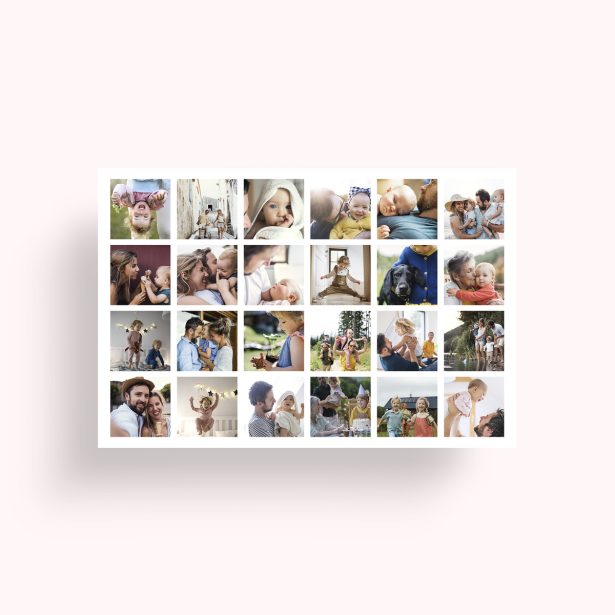 Photo of a personalised photo poster called 'Collage of Memories'. It is A4 in size, in a Landscape orientation. It has space for 24 photos.