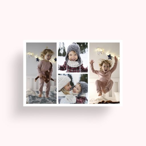 Photo of a personalised photo poster called 'Quartet Collage'. It is A4 in size, in a Landscape orientation. It has space for 4 photos.