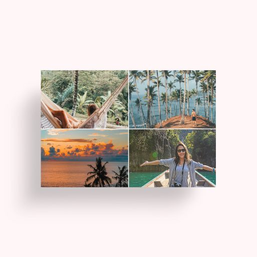 Photo of a personalised photo poster called 'Simple Quartet'. It is A4 in size, in a Landscape orientation. It has space for 4 photos.