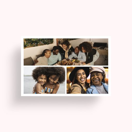 Photo of a personalised photo poster called 'Trilogy Collage'. It is A4 in size, in a Landscape orientation. It has space for 3 photos.