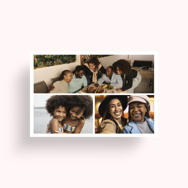 Photo of a personalised photo poster called 'Trilogy Collage'. It is A4 in size, in a Landscape orientation. It has space for 3 photos.