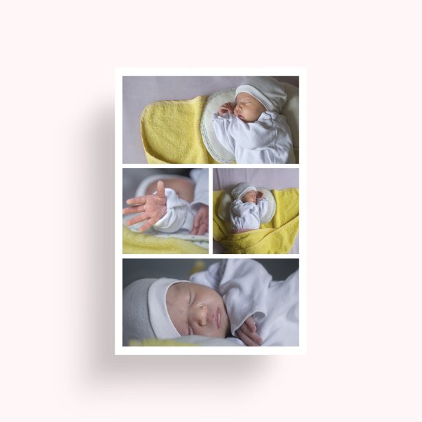 Photo of a personalised photo poster called 'Blossoming Memories'. It is A4 in size, in a Portrait orientation. It has space for 4 photos.