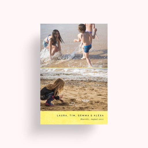 Photo of a personalised photo poster called 'Bright Yellow'. It is A4 in size, in a Portrait orientation. It has space for 2 photos.
