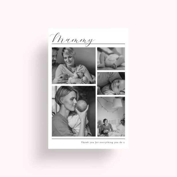Photo of a personalised photo poster called 'Mother’s Quintessence'. It is A4 in size, in a Portrait orientation. It has space for 5 photos.