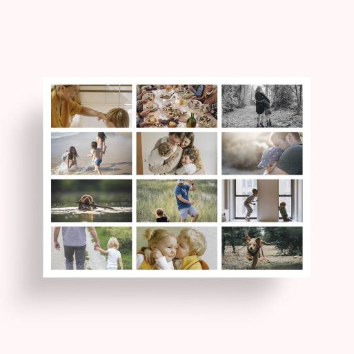 Photo of a personalised photo poster called 'Collage of Life'. It is A4 in size, in a Landscape orientation. It has space for 12 photos.