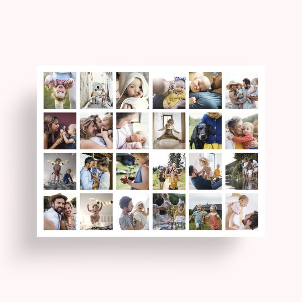 Photo of a personalised photo poster called 'Collage of Memories'. It is A4 in size, in a Landscape orientation. It has space for 24 photos.