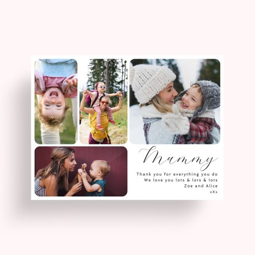 Photo of a personalised photo poster called 'Mother’s Day Medley'. It is A4 in size, in a Landscape orientation. It has space for 4 photos.