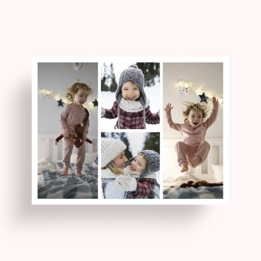 Photo of a personalised photo poster called 'Quartet Collage'. It is A4 in size, in a Landscape orientation. It has space for 4 photos.