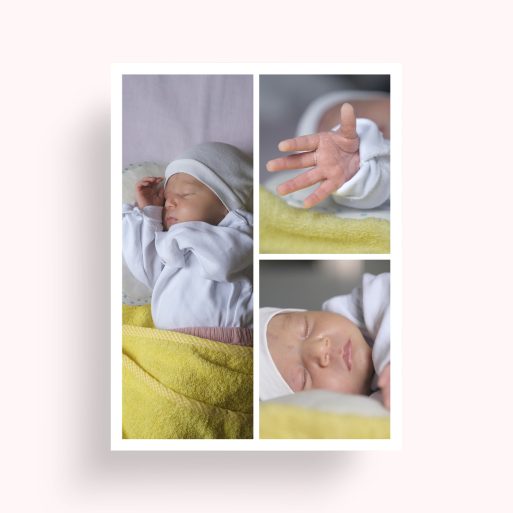 Photo of a personalised photo poster called 'Cherished Child'. It is A4 in size, in a Portrait orientation. It has space for 3 photos.