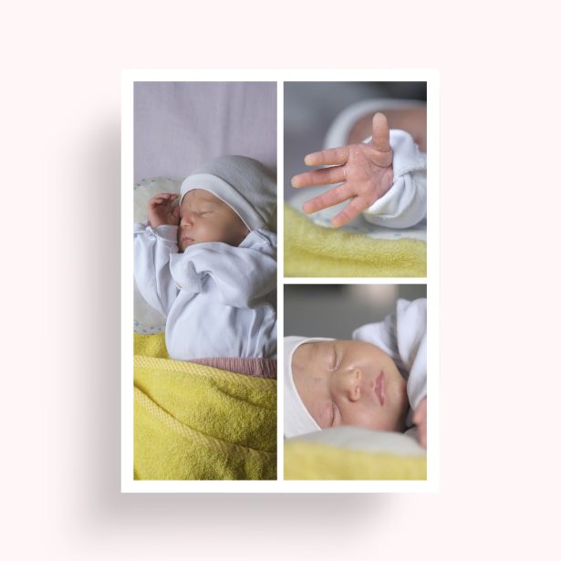 Photo of a personalised photo poster called 'Cherished Child'. It is A4 in size, in a Portrait orientation. It has space for 3 photos.
