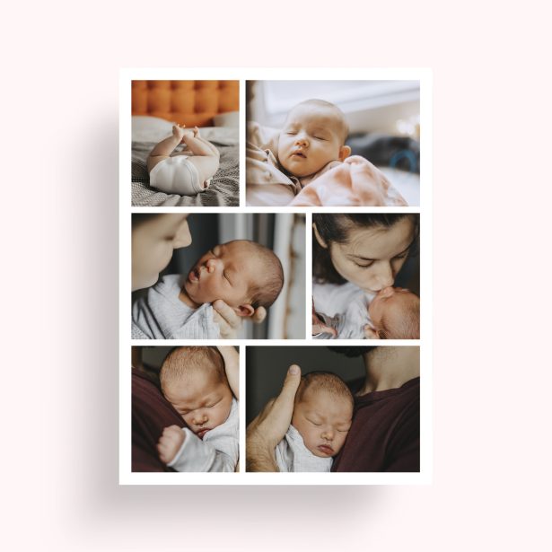 Photo of a personalised photo poster called 'Memory Patchwork'. It is A4 in size, in a Portrait orientation. It has space for 6 photos.