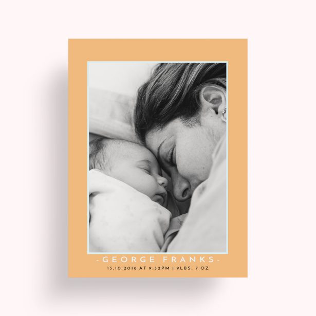 Photo of a personalised photo poster called 'Orange and Mint'. It is A4 in size, in a Portrait orientation. It has space for 1 photos.