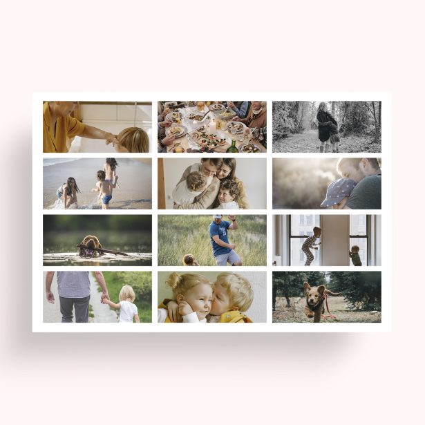 Photo of a personalised photo poster called 'Collage of Life'. It is A4 in size, in a Landscape orientation. It has space for 12 photos.