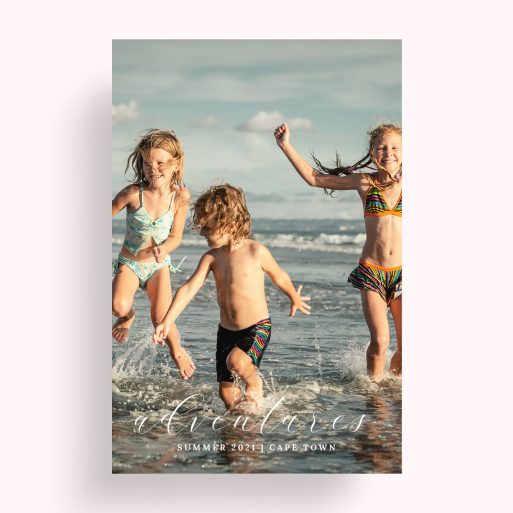 Photo of a personalised photo poster called 'Adventures'. It is A4 in size, in a Portrait orientation. It has space for 1 photos.