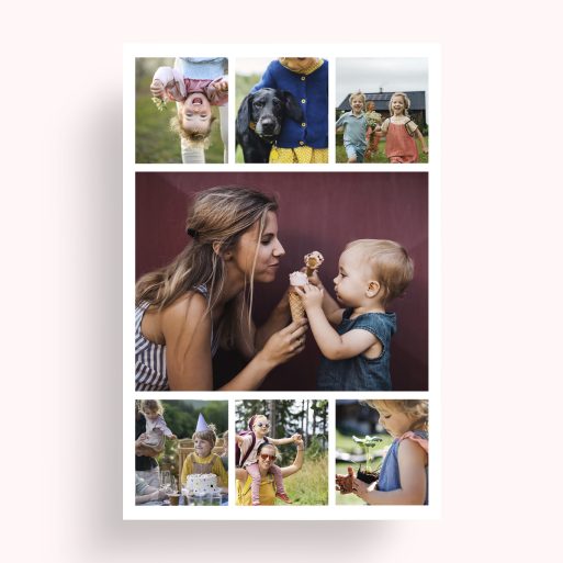 Photo of a personalised photo poster called 'Tapestry of Time'. It is A4 in size, in a Portrait orientation. It has space for 7 photos.