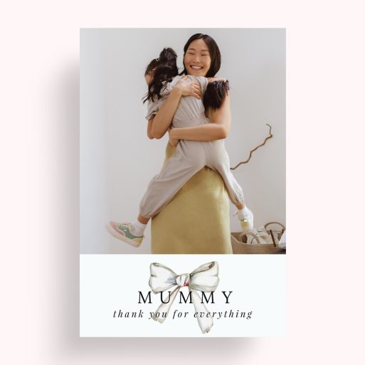 Photo of a personalised photo poster called 'Tied with a bow'. It is A4 in size, in a Portrait orientation. It has space for 1 photos.
