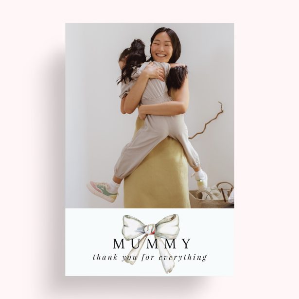 Photo of a personalised photo poster called 'Tied with a bow'. It is A4 in size, in a Portrait orientation. It has space for 1 photos.