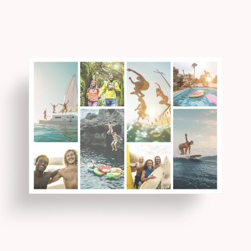 Photo of a personalised photo poster called 'Shutter Montage'. It is A1 in size, in a Landscape orientation. It has space for 8 photos.