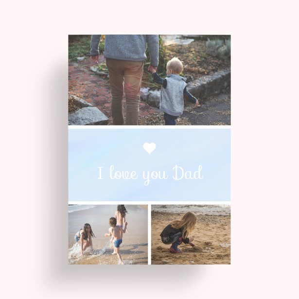 Photo of a personalised photo poster called 'Father’s Day Trio'. It is A1 in size, in a Portrait orientation. It has space for 3 photos.