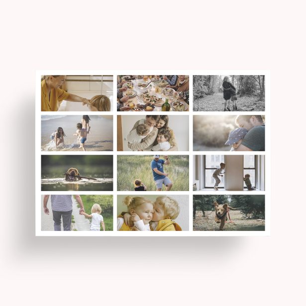 Photo of a personalised photo poster called 'Collage of Life'. It is A2 in size, in a Landscape orientation. It has space for 12 photos.