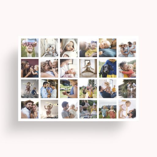 Photo of a personalised photo poster called 'Collage of Memories'. It is A2 in size, in a Landscape orientation. It has space for 24 photos.
