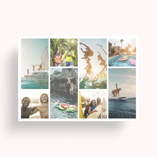 Photo of a personalised photo poster called 'Shutter Montage'. It is A2 in size, in a Landscape orientation. It has space for 8 photos.