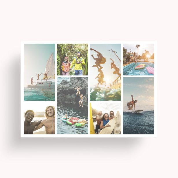 Photo of a personalised photo poster called 'Shutter Montage'. It is A2 in size, in a Landscape orientation. It has space for 8 photos.