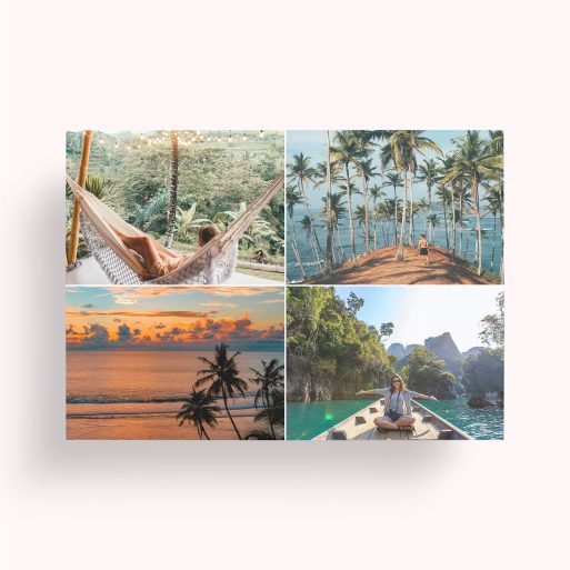 Photo of a personalised photo poster called 'Simple Quartet'. It is A2 in size, in a Landscape orientation. It has space for 4 photos.