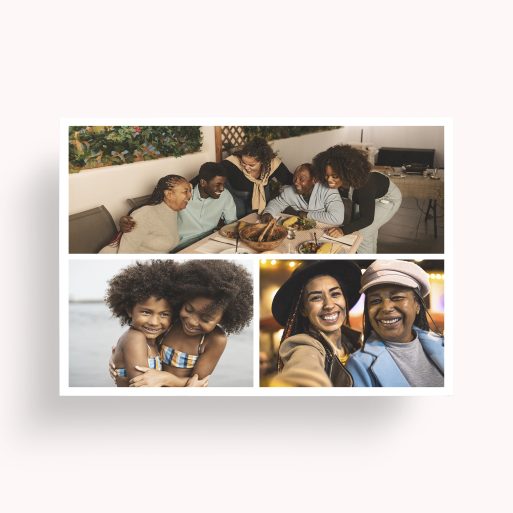 Photo of a personalised photo poster called 'Trilogy Collage'. It is A2 in size, in a Landscape orientation. It has space for 3 photos.