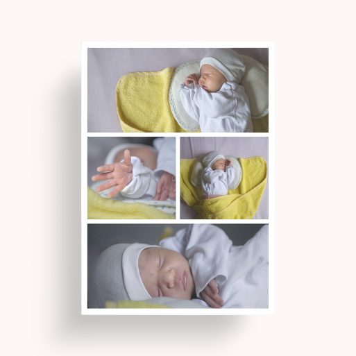 Photo of a personalised photo poster called 'Blossoming Memories'. It is A2 in size, in a Portrait orientation. It has space for 4 photos.