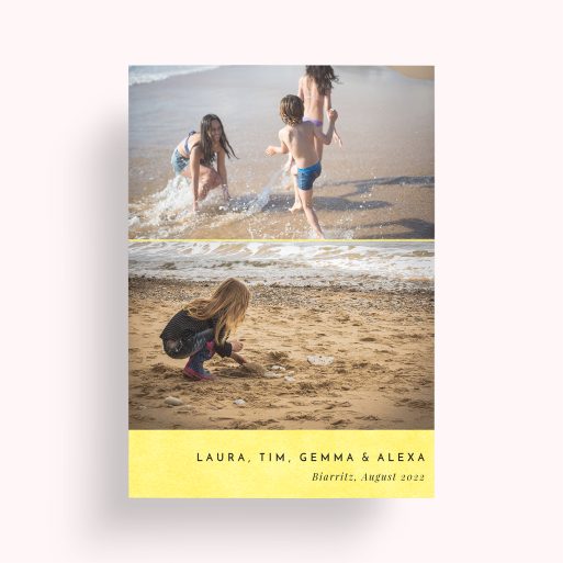 Photo of a personalised photo poster called 'Bright Yellow'. It is A2 in size, in a Portrait orientation. It has space for 2 photos.