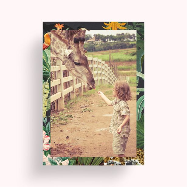Photo of a personalised photo poster called 'Jungle Sparkle'. It is A2 in size, in a Portrait orientation. It has space for 1 photos.