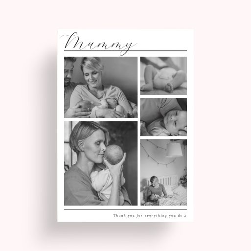 Photo of a personalised photo poster called 'Mother’s Quintessence'. It is A2 in size, in a Portrait orientation. It has space for 5 photos.