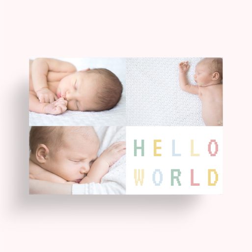 Hello World Corner Personalised Photo Posters - Introducing a durable keepsake crafted from high-quality acrylic, holding space for three cherished photos in a landscape orientation.