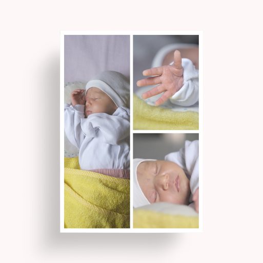 Cherished Child Personalised Photo Poster displaying three elegant art pieces, a unique and heartfelt keepsake for celebrating precious memories.