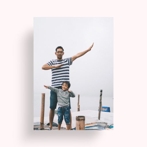 Fatherly Festivities Personalised Photo Poster - Celebrate fatherhood with this portrait-oriented poster, featuring space for one cherished photo, printed on durable 170gsm silk substrate.