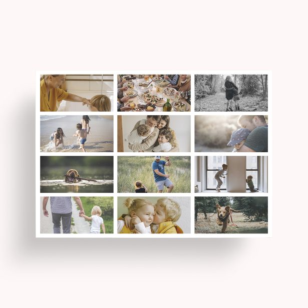 Photo of a personalised photo poster called 'Collage of Life'. It is A4 in size, in a Landscape orientation. It has space for 12 photos.