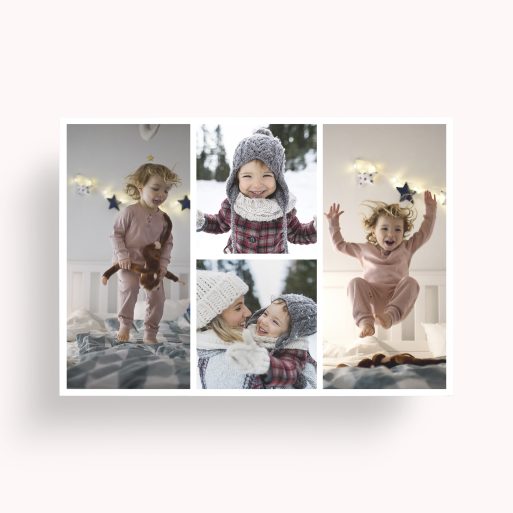 Photo of a personalised photo poster called 'Quartet Collage'. It is A4 in size, in a Landscape orientation. It has space for 4 photos.