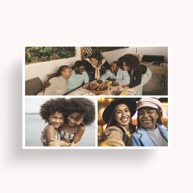 Photo of a personalised photo poster called 'Trilogy Collage'. It is A4 in size, in a Landscape orientation. It has space for 3 photos.