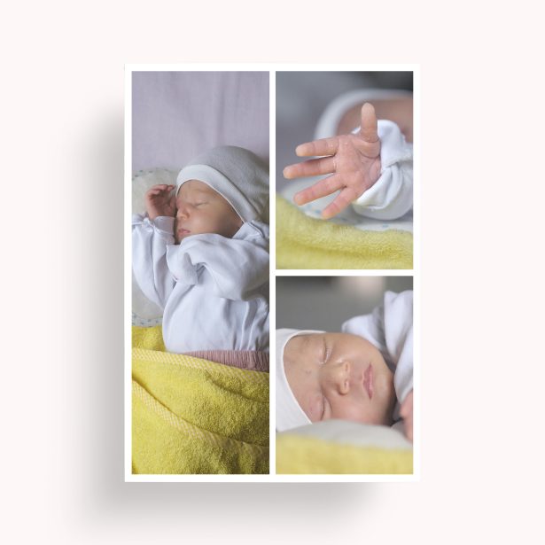 Photo of a personalised photo poster called 'Cherished Child'. It is A4 in size, in a Portrait orientation. It has space for 3 photos.