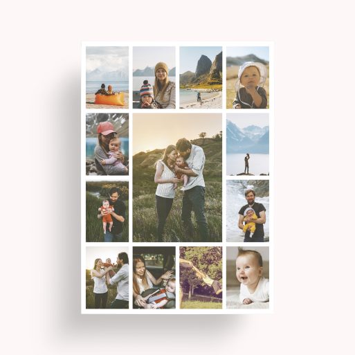 Photo of a personalised photo poster called 'Melody of Memories'. It is A4 in size, in a Portrait orientation. It has space for 13 photos.