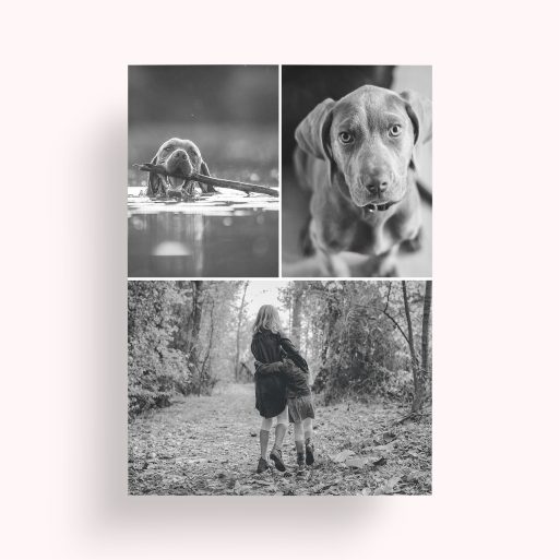 Photo of a personalised photo poster called 'Print Memories'. It is A4 in size, in a Portrait orientation. It has space for 3 photos.