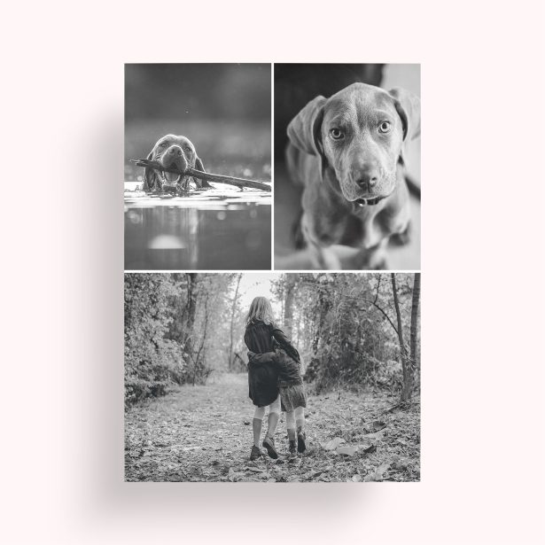 Photo of a personalised photo poster called 'Print Memories'. It is A4 in size, in a Portrait orientation. It has space for 3 photos.