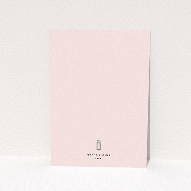 A personalised wedding invitation called "Answer the phone". It is an A5 invite in a portrait orientation. "Answer the phone" is available as a flat invite, with mainly pink colouring.