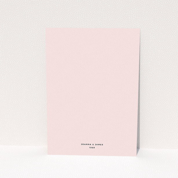 A personalised wedding invitation design titled "Bold border". It is an A5 invite in a portrait orientation. "Bold border" is available as a flat invite, with tones of navy blue and pink.