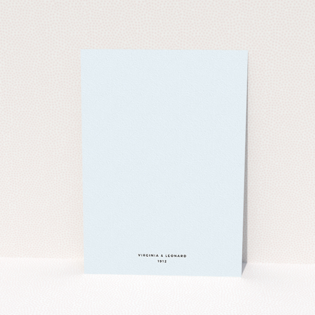 A personalised wedding invitation template titled "Classic face". It is an A5 invite in a portrait orientation. "Classic face" is available as a flat invite, with mainly light blue colouring.